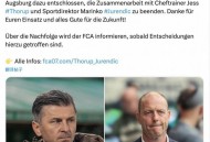 官方：奥格斯堡解雇主帅索鲁普、体育总监尤伦迪奇